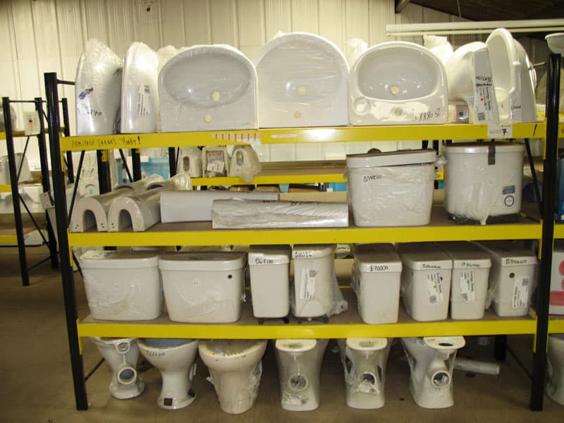 Widespan Shelving for the Bathroom Industry manufactured, designed and installed by S.E.M.CO – UK Suppliers of heavy-duty warehouse and Yard Racking