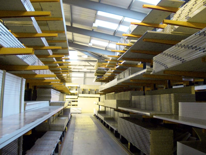 Cantilever Racking for Worktop Storage manufactured, designed and installed by S.E.M.CO – UK Suppliers of heavy-duty warehouse and Yard Racking